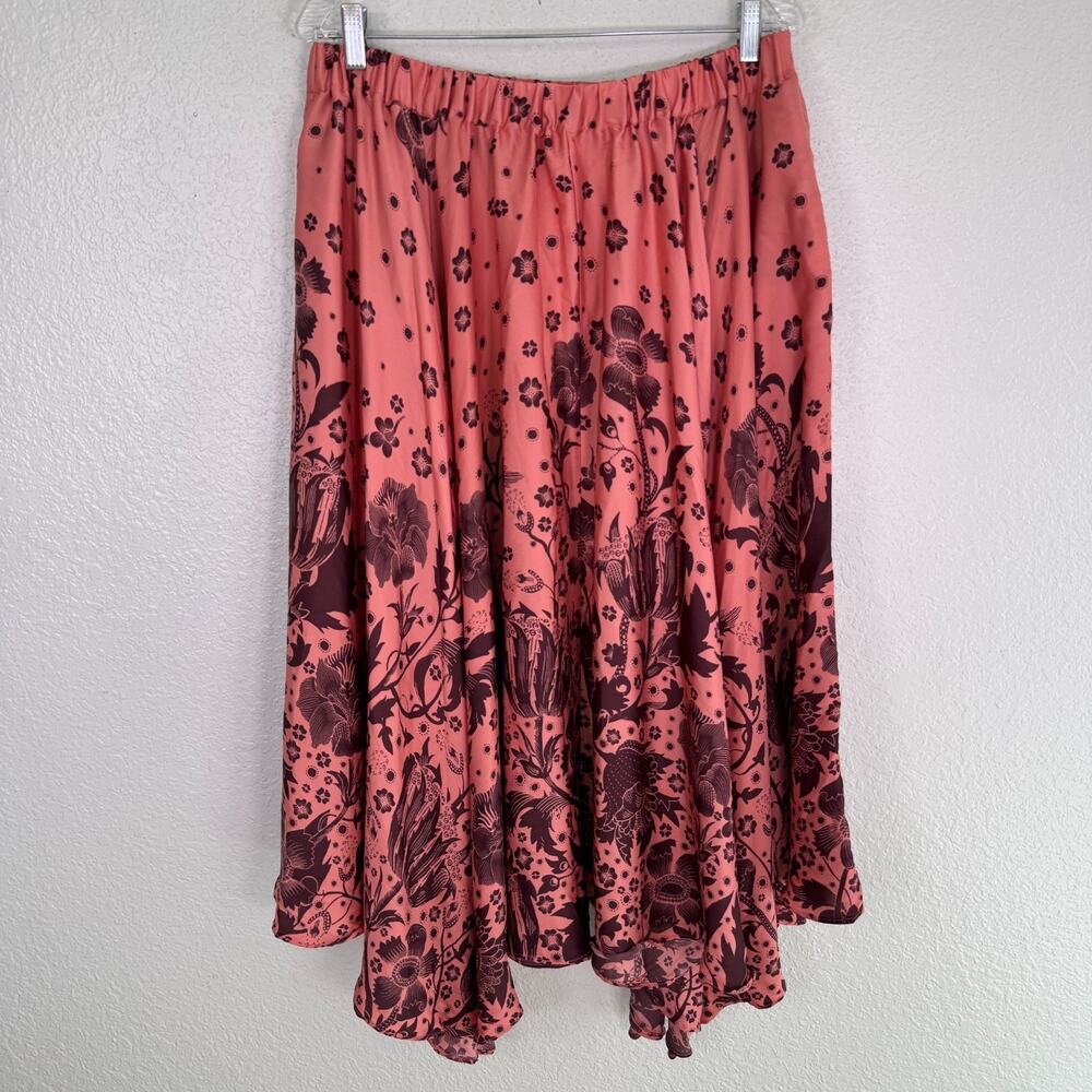 Anthropologie Skirt Womens Large Florence Balducci Floral Asymmetrical Hem NEW